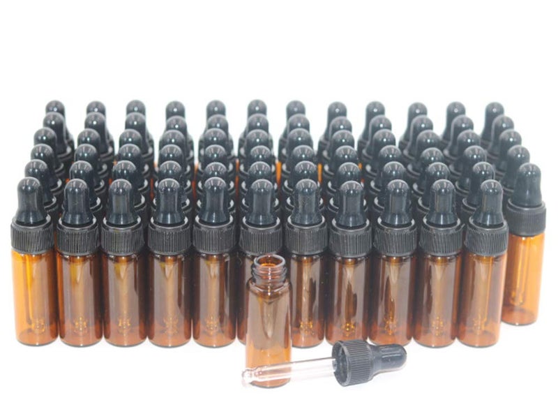 Furnido 5ml(1/6oz) Amber Glass Dropper Bottle Empty Essential Oil Eye Dropper Bottles Glass Vials With Pure Glass Pipette For DIY Aromatherapy Colognes Perfume Liquid Sample Blends Business-Pack of 72 - Image 2